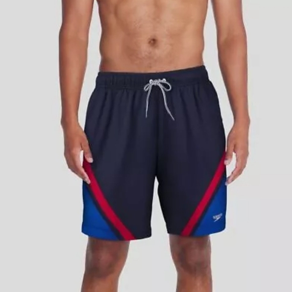 Speedo Other - Speedo Men's Navy Swim Shorts with Red and Blue Accents